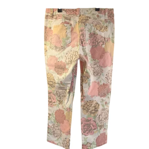 Nine West Vintage America Boho Floral Ankle Pants Denim Multicolor Women's 12 🌸 - Picture 2 of 10